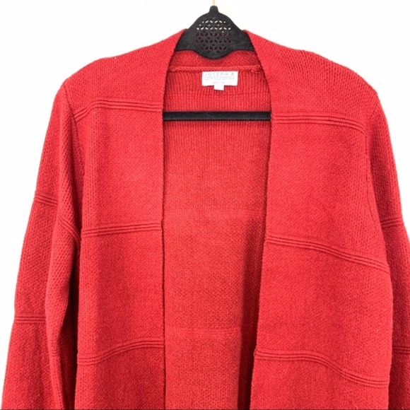 Joseph A Windowpane Knit Cardigan Red Size SP - Picture 6 of 14